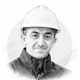 Pencil portrait of Arkadiy in a hard hat