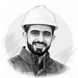 Pencil portrait of Arthur in a hard hat