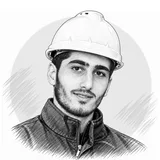 Pencil portrait of Habet in a hard hat