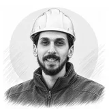 Pencil portrait of Levon in a hard hat